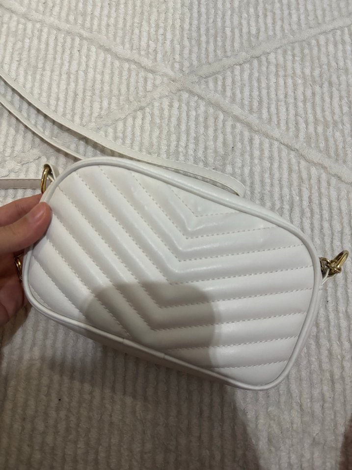 Beyaz Deri Kadın Omuz Çantası - Görsel 5