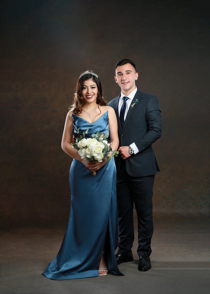 İndigo mavi straplez saten abiye - Görsel 2