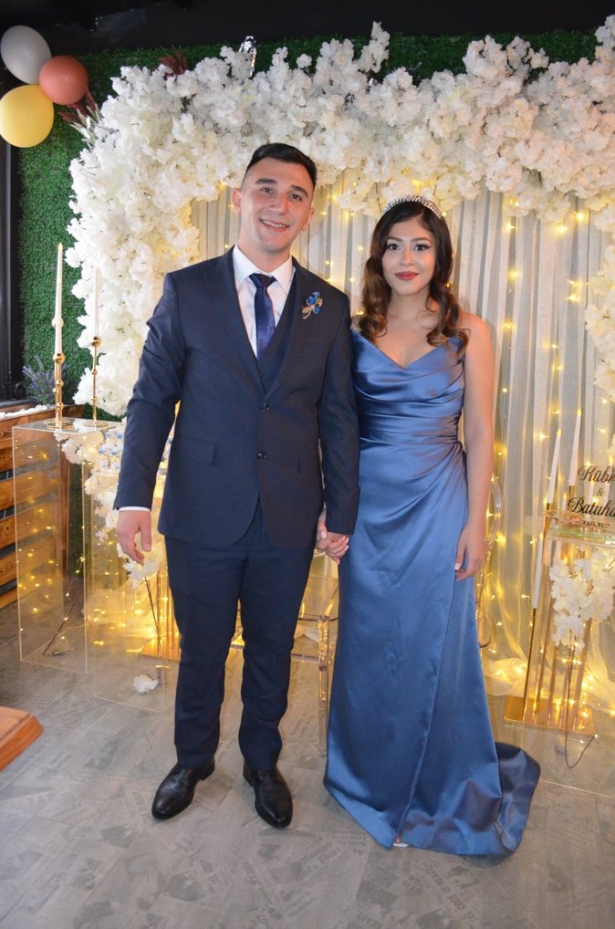 İndigo mavi straplez saten abiye - Görsel 5