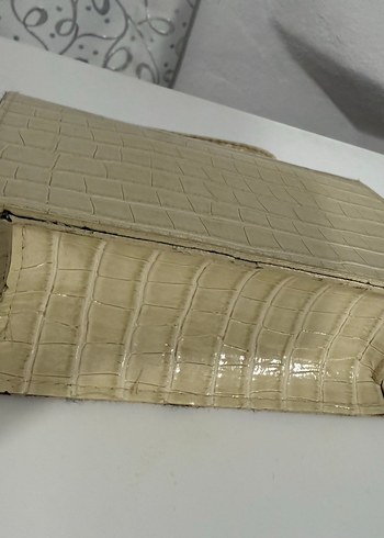 Bej Deri Yılan Desenli Kadın Çanta - Görsel 4