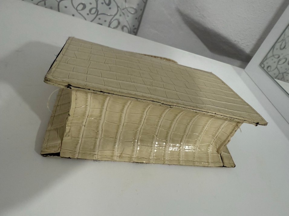 Bej Deri Yılan Desenli Kadın Çanta - Görsel 4