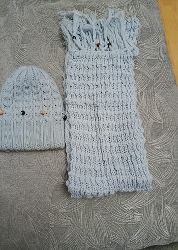 Gri Triko Bere ve Atkı Seti - Görsel 6