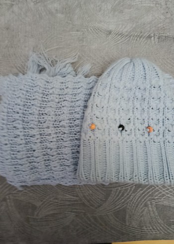 Gri Triko Bere ve Atkı Seti - Görsel 8