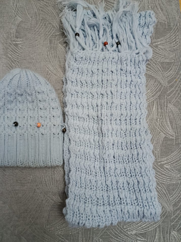 Gri Triko Bere ve Atkı Seti - Görsel 2