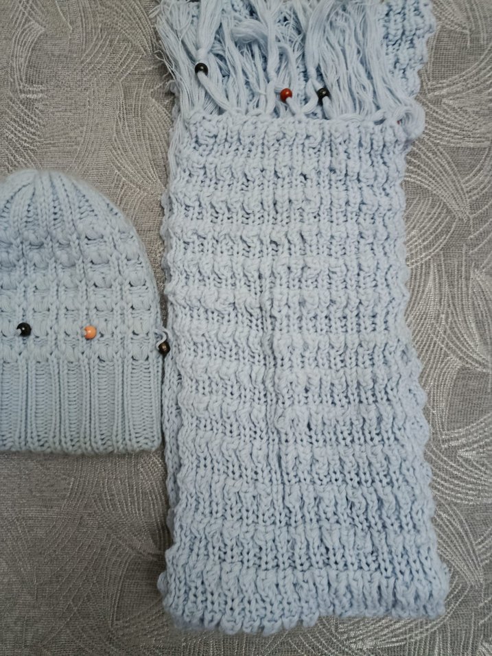 Gri Triko Bere ve Atkı Seti - Görsel 3