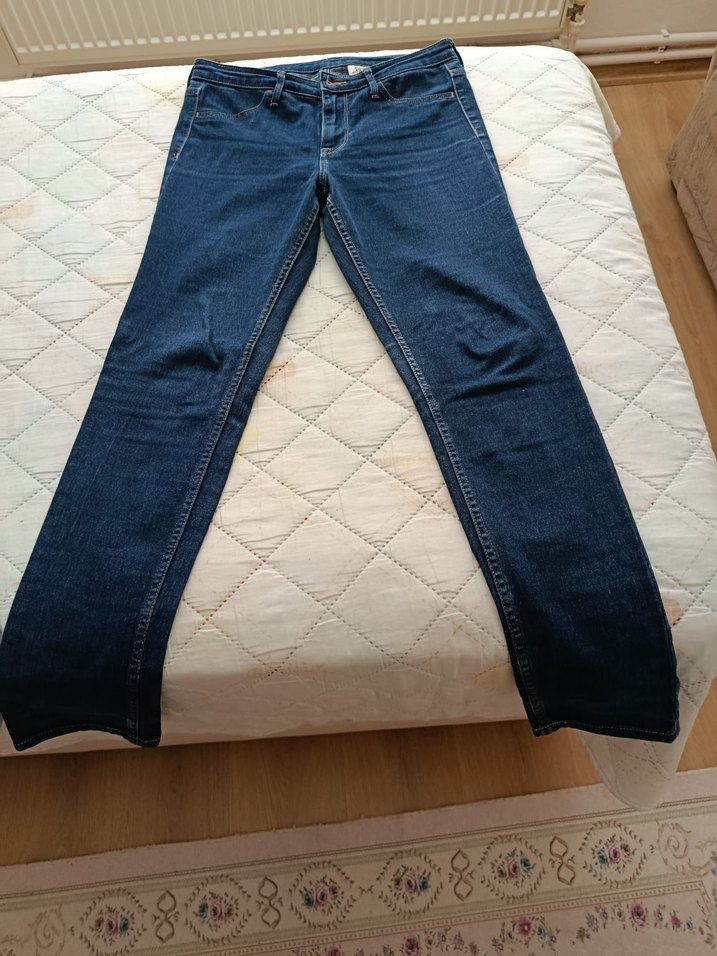 Kadın H&M Mavi Denim Midi Boy Kot Pantolon - Görsel 3