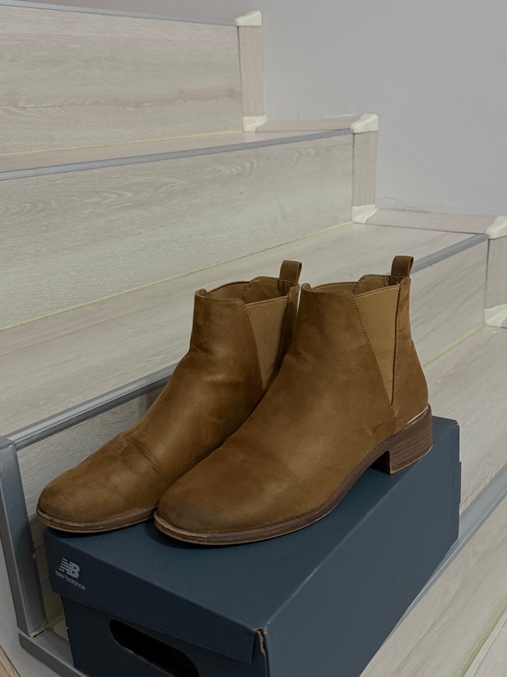 Bershka Süet Kadın Bot, Tokalı, Kalın Topuklu - Görsel 4