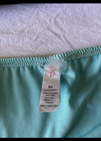 İnce Askılı Siyah Üst ve Turkuaz Mini Bikini Altı - Görsel 3