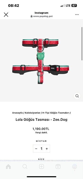 Zee dog L beden h tipi köpek göğüs taşması