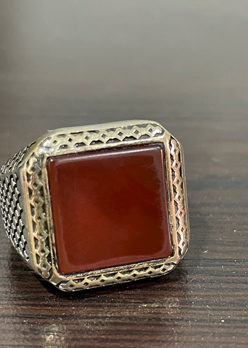 Akik taşlı gümüş yüzük - Görsel 2