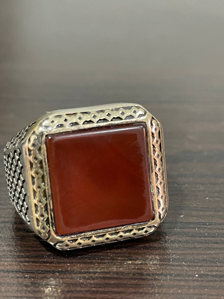 Akik taşlı gümüş yüzük - Görsel 2