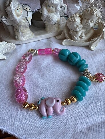 ?Pembe Fil Charm Bileklik?????????