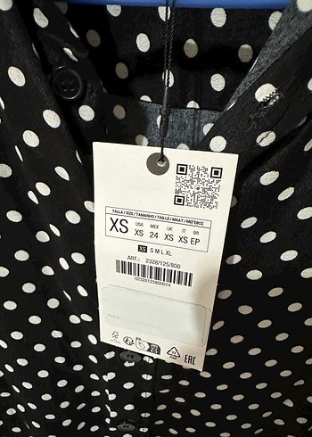 xs Beden lacivert Renk Zara Puantiyeli Uzun Kollu Kadın Gömlek