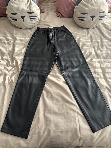Mango Deri Görünümlü Beli Elastik Pantolon - Görsel 8