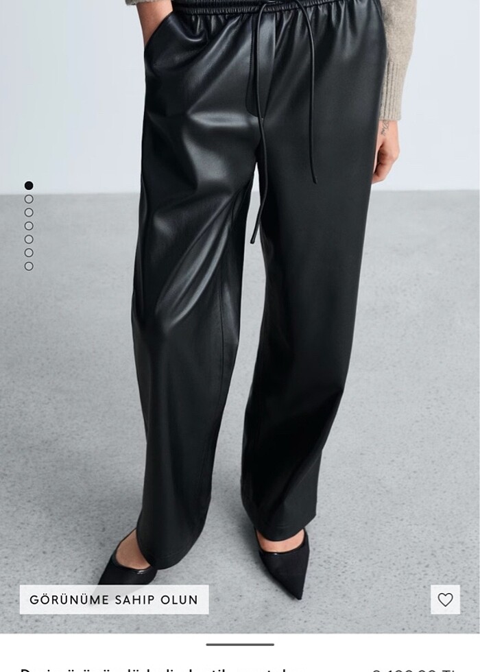 Mango Deri Görünümlü Beli Elastik Pantolon - Görsel 2