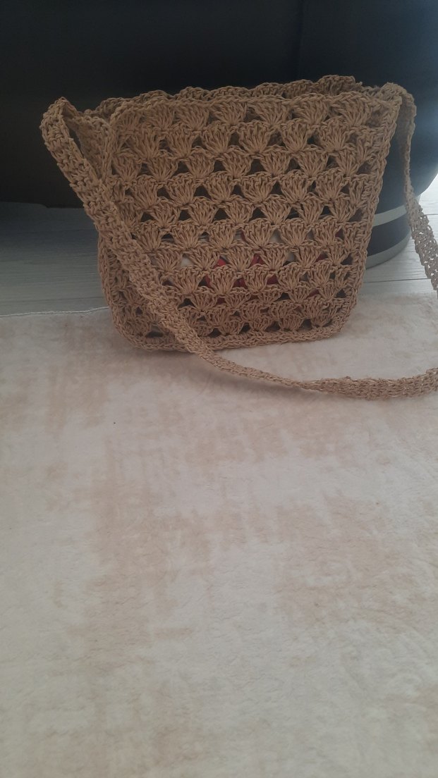 Hasır el örgüsü çanta - Görsel 3