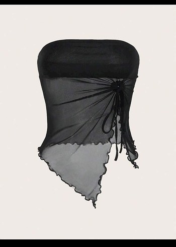 shein straplez transparan büzgülü üst