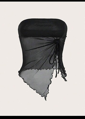 Shein straplez büzgülü tül üst crop