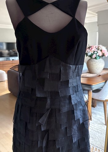 Siyah Pilili V Yaka Midi Gotik Elbise - Görsel 2