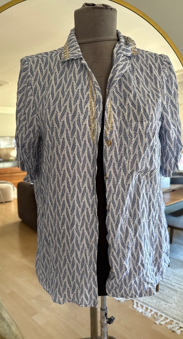 Gri Keten Bohem Kadın Gömlek - Görsel 2