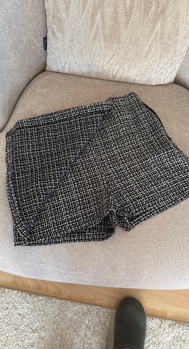 Düğmeli Gri Ekose Mini Etek - Görsel 2