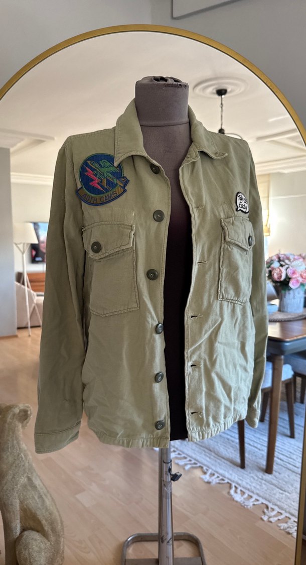 Düğmeli Haki Kadın Ceket - Görsel 3