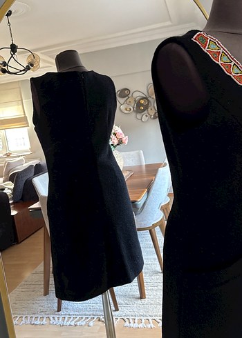 Boncuk İşlemeli Siyah Uzun Bohem Elbise - Görsel 4