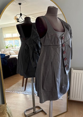 Kemer Detaylı Siyah Midi Elbise - Görsel 3