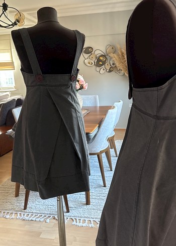 Kemer Detaylı Siyah Midi Elbise - Görsel 5