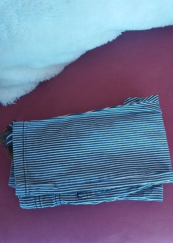 Erkek Çocuk Çizgili Mavi Kot Pantolon - Görsel 4