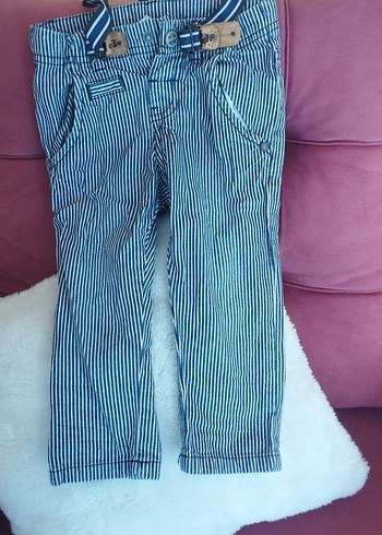 Erkek Çocuk Çizgili Mavi Kot Pantolon - Görsel 2