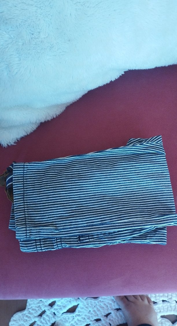 Erkek Çocuk Çizgili Mavi Kot Pantolon - Görsel 4