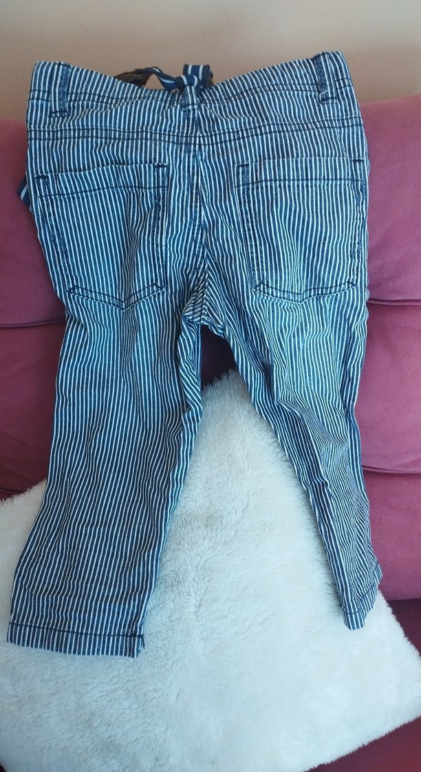 Erkek Çocuk Çizgili Mavi Kot Pantolon - Görsel 3