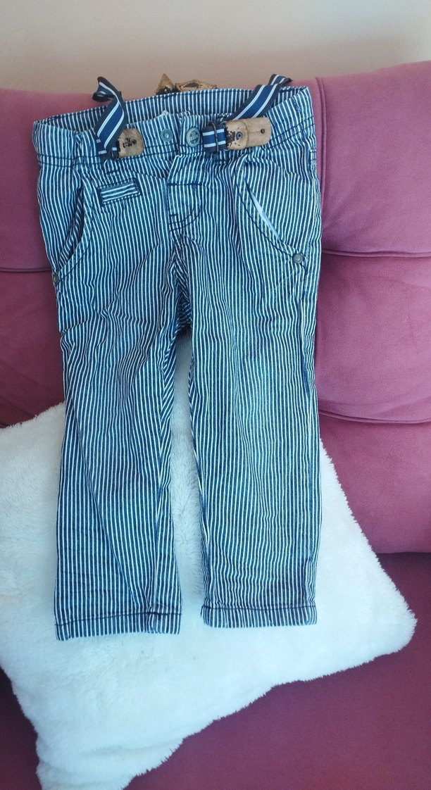 Erkek Çocuk Çizgili Mavi Kot Pantolon - Görsel 2