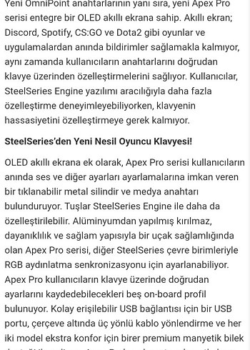 Beden Çok Renkli SteelSeries Gaming Klavye