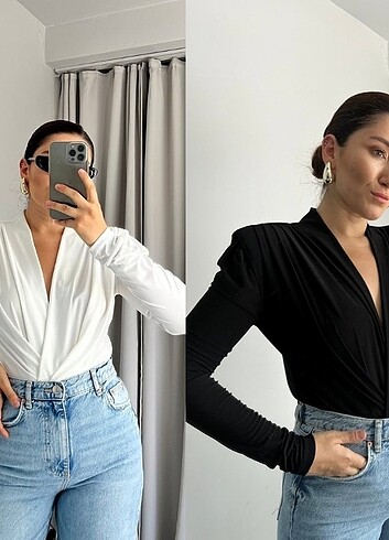 Beyaz bodysuit vatkali 