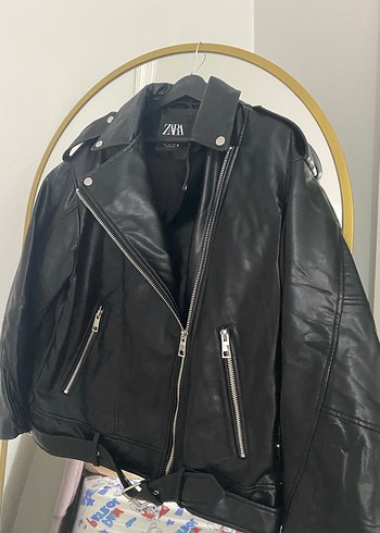 Siyah Rugan Biker Deri Ceket