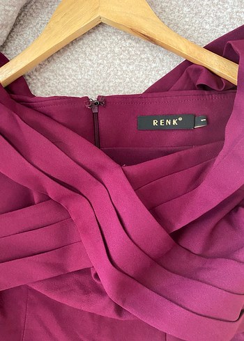 Bordo Drapeli V Yakalı Uzun Abiye Elbise - Görsel 2