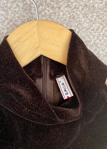 Uzun Kahverengi Yüksek Yakalı Kolsuz Elbise - Görsel 2