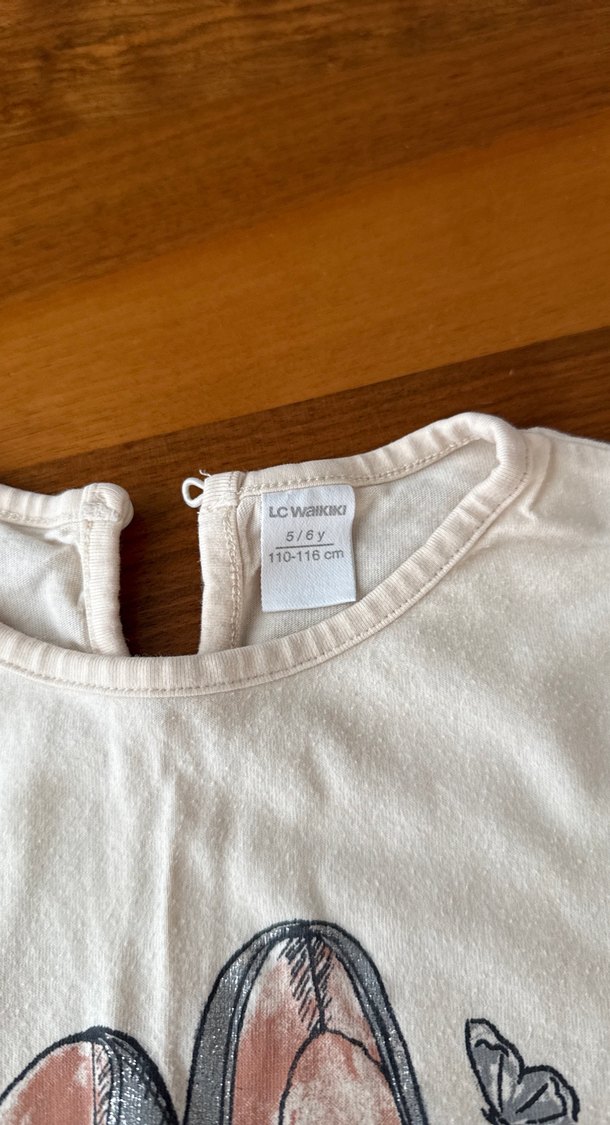 Kız Çocuk Bej Uzun Kollu Baskılı Tişört - Görsel 2