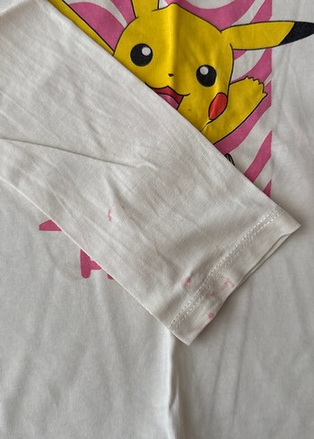 Beyaz Pikachu Baskılı Uzun Kollu Kız Tişörtü - Görsel 3
