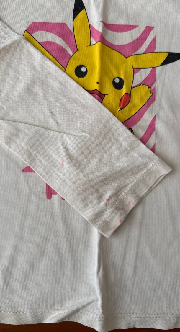 Beyaz Pikachu Baskılı Uzun Kollu Kız Tişörtü - Görsel 3