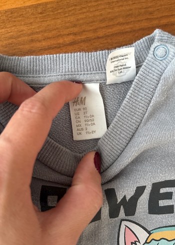 H&M Kız Çocuk Gri Uzun Kollu Baskılı Sweatshirt - Görsel 2