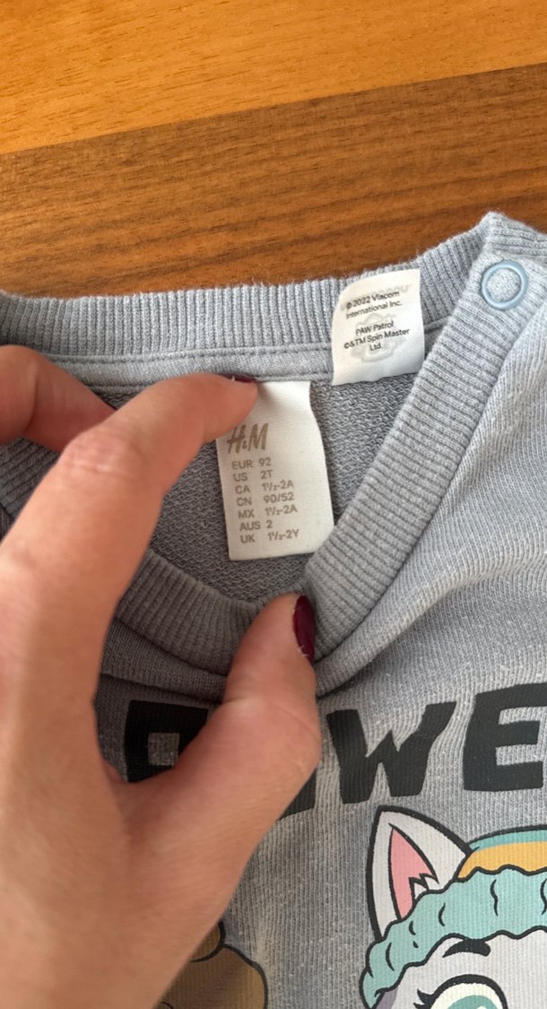 H&M Kız Çocuk Gri Uzun Kollu Baskılı Sweatshirt - Görsel 2