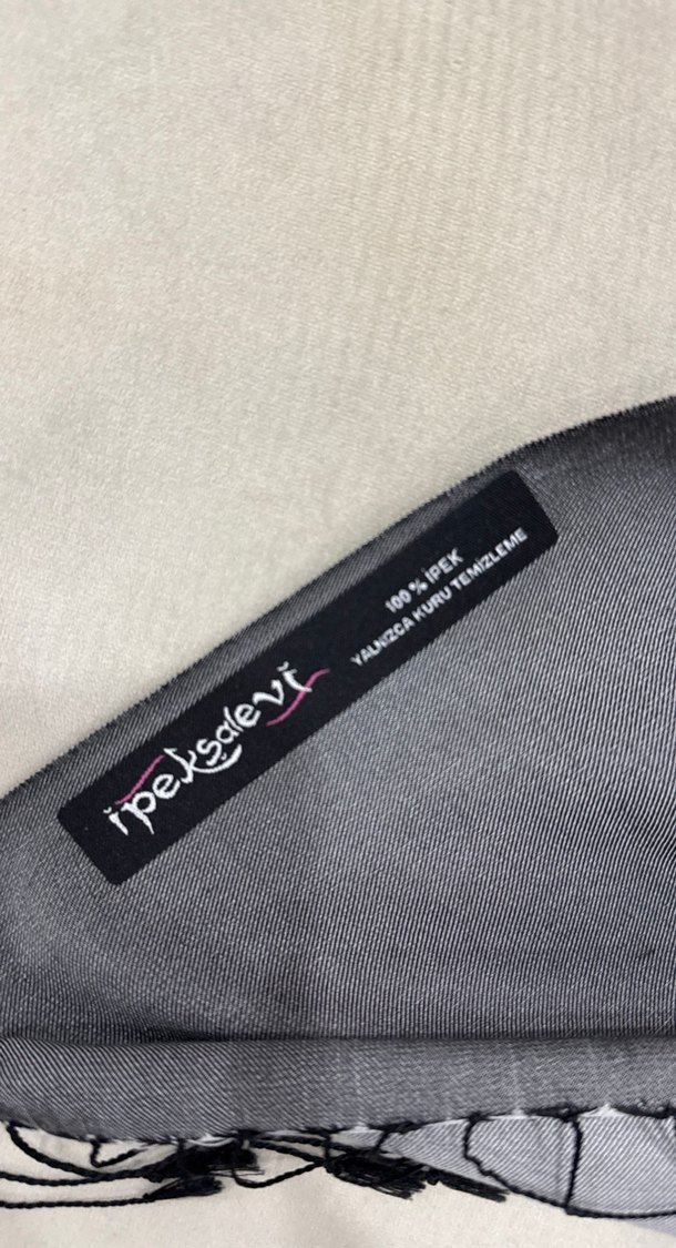 İpekşalevi %100 ipek şal gri - Görsel 4