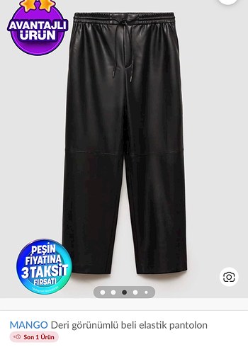 Mango bordo deri görünümlü pantolon - Görsel 8