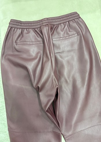 Mango bordo deri görünümlü pantolon - Görsel 7