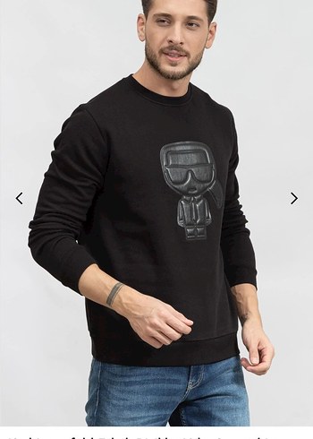 Siyah Erkek Baskılı Sweatshirt - Görsel 2