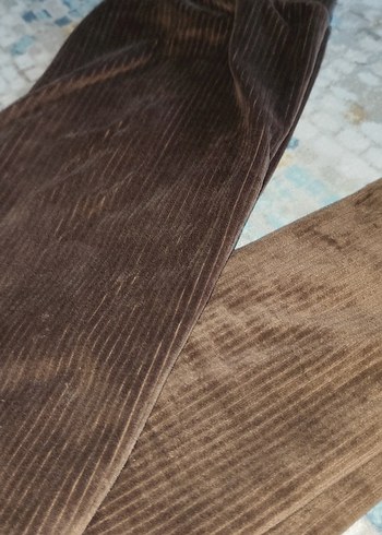 Kahverengi Kadın Süet Pileli Tayt - Görsel 2