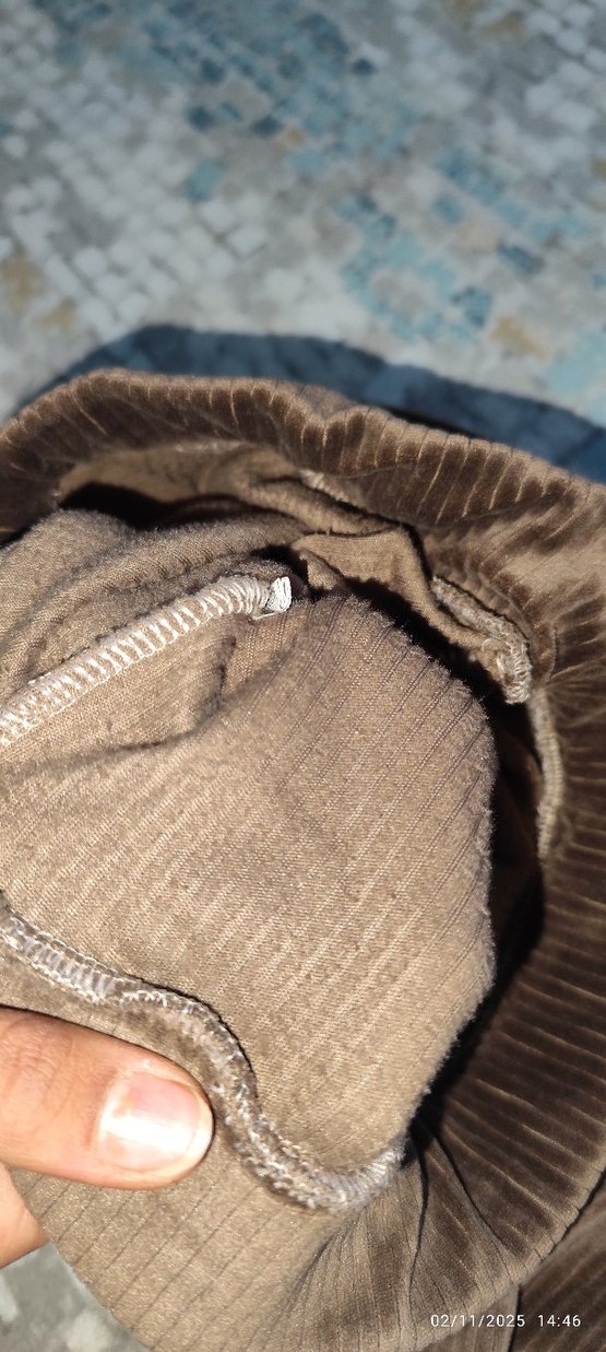 Kahverengi Kadın Süet Pileli Tayt - Görsel 3